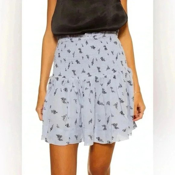 Ganni Dresses & Skirts - GANNI BLUE FLORAL MINI SKIRT SIZE‎ US 2
